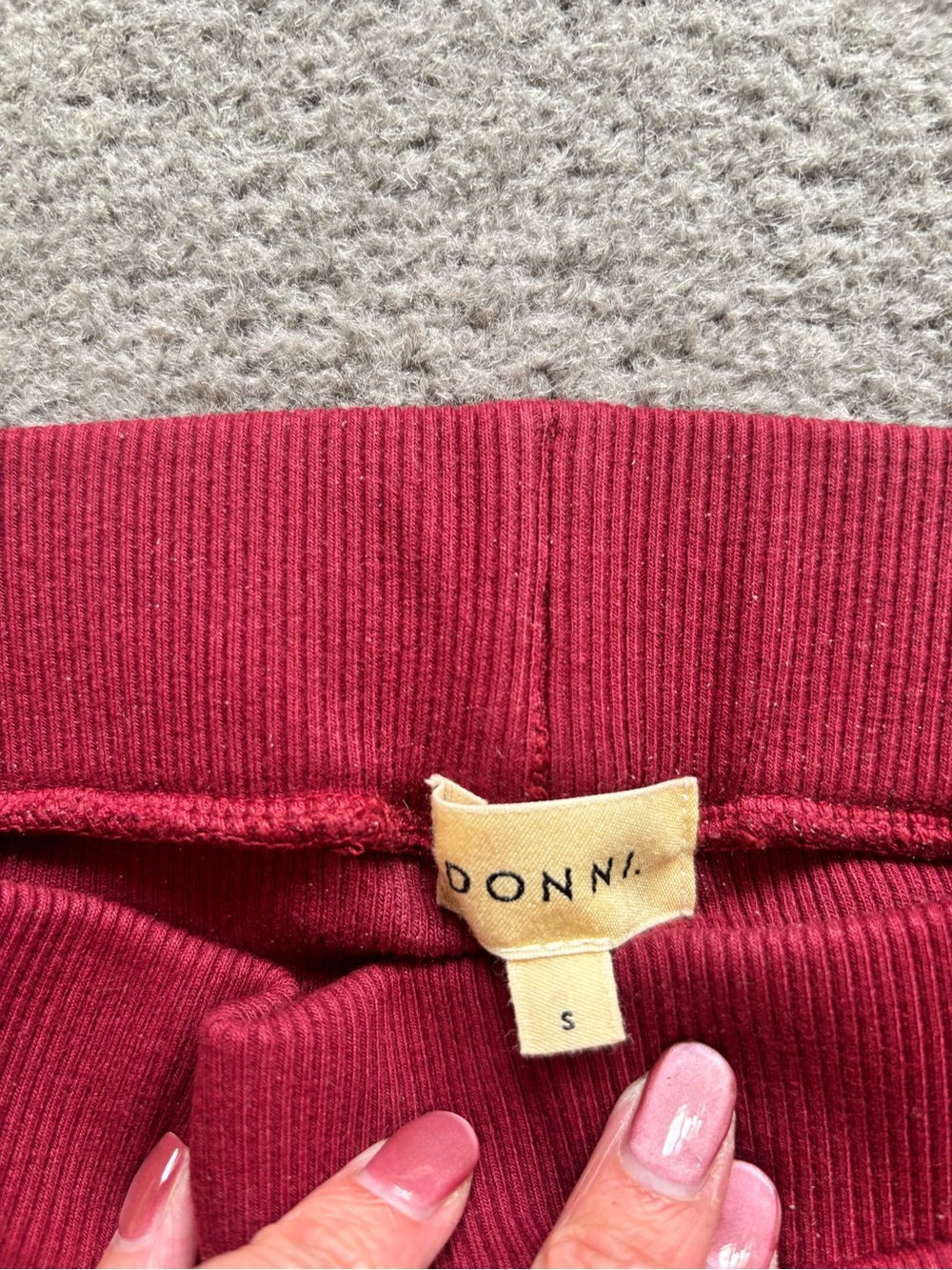 DONNI. Rib Kick Flare Pants Oxblood Red Size S - Picture 2 of 5